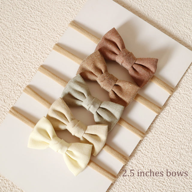 5Pcs/Set Baby Bow Headband Nylon Headbands Cotton Hair Bands for Children Girls Soft Hairband Newborn Hair Accessories Toddler